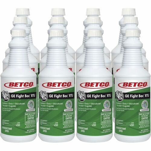 Betco Corporation  Disinfectant, Hospital-Grade, No Rinse, 32 oz, 12/CT, Clear