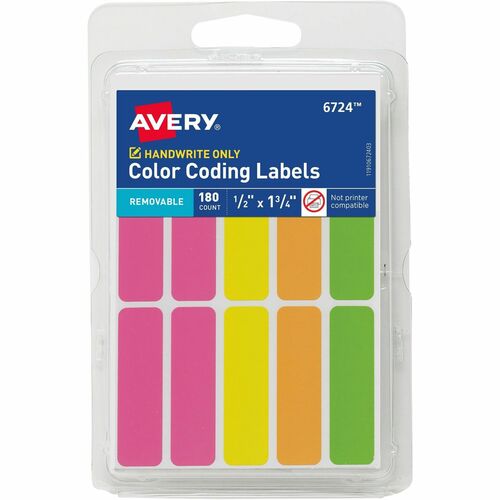 Avery  Color-Coding Labels,Removable,1/2"x3/4",6480/CT,Neon AST