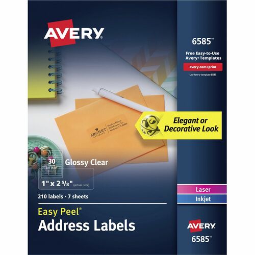 Avery  Address Labels,Easy Peel,Perm,1"x2-5/8",1500/CT,Glossy WE