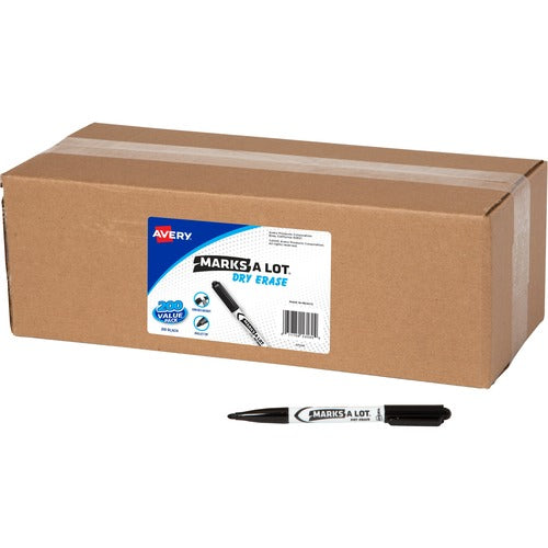 Avery  Dry-Erase Markers, Bullet Tip, Value Pack, 200/CT, Black