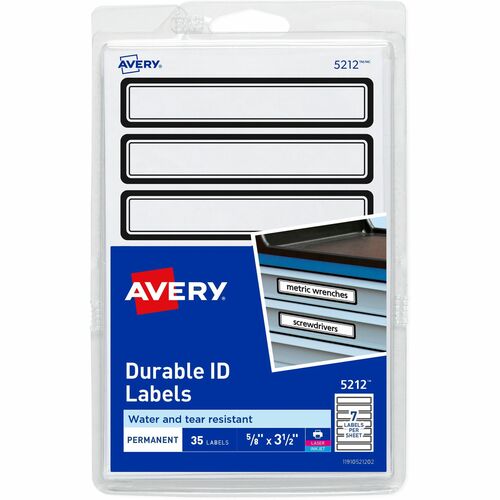 Avery  ID Labels,w/BK Border,Permt,5/8"x3-1/2",35/PK,18/CT,WE