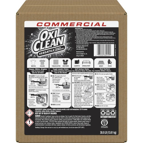 Church & Dwight Co., Inc.  Stain Remover, OxiClean, Chlorine-free, 30 lb, White