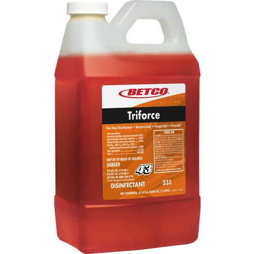Betco Corporation  Disinfectant,Triforce,Conc,Fast Draw,2 Liter,Orange