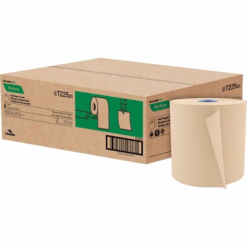 Cascades  Paper Towels,Recycled,1-Ply,8"x1050',6RL/CT,Kraft