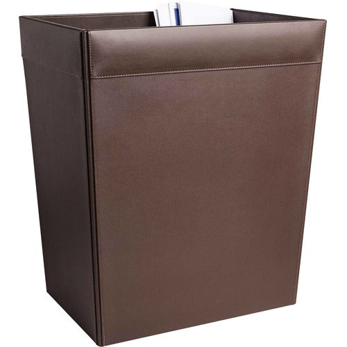 Dacasso  Wastebasket, Choco Leather, 32QT,14-1/4"x10-1/4"x16-1/2",BN