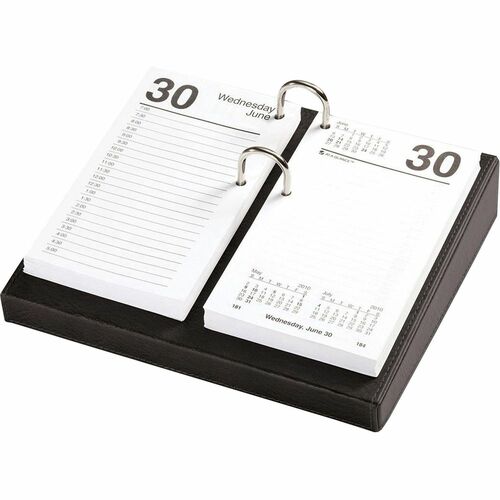 Dacasso  Calendar Holder, Silver Accents, Leather, 8"Wx7"Lx1-3/4"H,BK