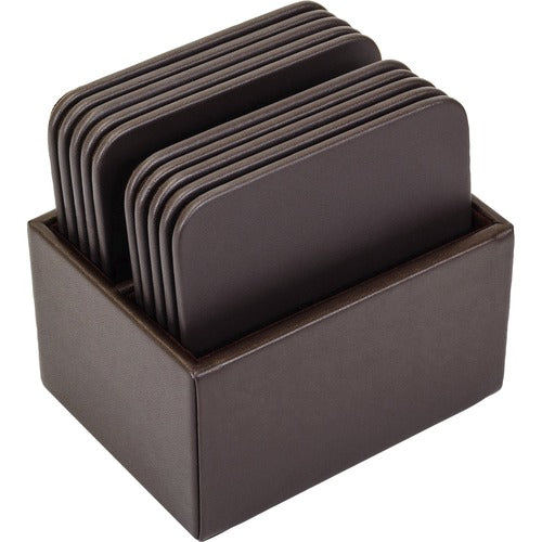 Dacasso  Coaster Set, 10 Square, Leather, 4-3/5"x4-3/5"x3-1/2", BN