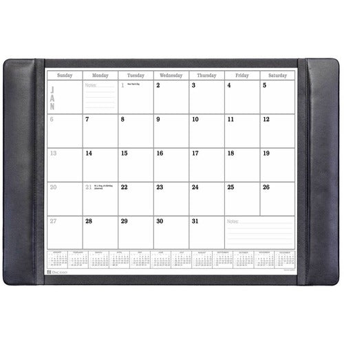 Dacasso  Desk Pad,w/ Calendar Insert,25-1/2"x17-1/4"x1/2",BK