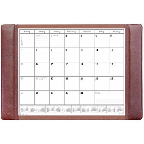 Dacasso  Desk Pad,w/ Calendar Insert,Mocha,25-1/2"x17-1/4"x1/2",BN