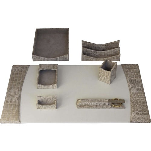 Dacasso  Desk Set,7 Pc,Crocodile,Breeze,34-3/4"x20-3/4"x5-2/5",BG