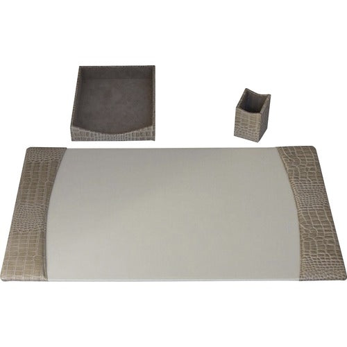 Dacasso  Desk Set,3 Pc,Crocodile,Breeze,34-3/4"x20-3/4"x5-2/5",BG