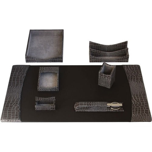 Dacasso  Desk Set,7 Pc,Crocodile,Castlerock,34-3/4"x20-3/4"x5-2/5",GY