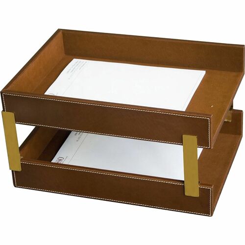 Dacasso  Letter Trays,Double,15-1/10"x10-3/5"x7-1/4",BN
