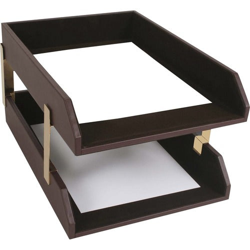Dacasso  Letter Trays,Gold Posts,Legal,15"x10-1/4"x8-1/2",BK