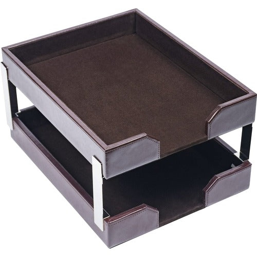 Dacasso  Letter Trays,Silver Posts,13-1/2"x10-1/2"x7-1/4",BN