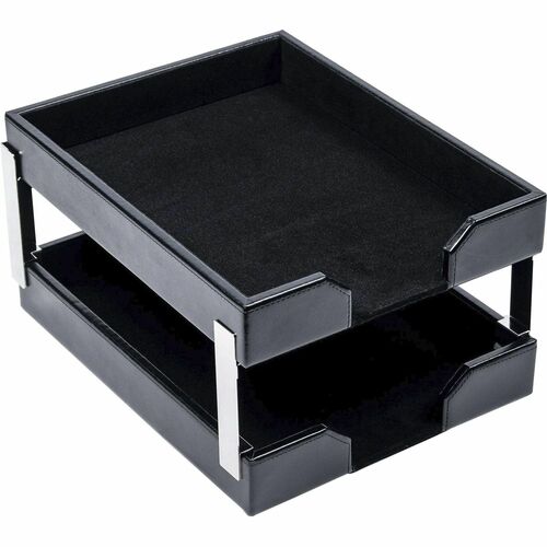 Dacasso  Letter Trays,Silver Posts,13-1/2"x10-1/2"x7-1/4",BK