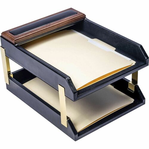 Dacasso  Letter Tray,Double,13-3/4"x10-3/5"x7-3/4",WA/BK