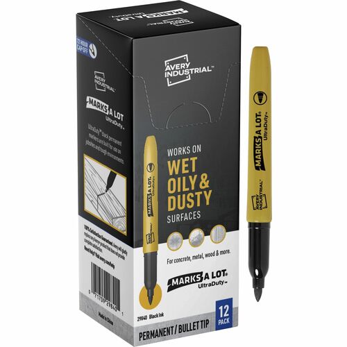 Avery  Markers,Permanent,Industrial,Bullet,1mm,12/PK,Black