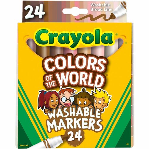 Crayola  Markers, Washable, Broad Line, Skin Tone, 24/PK, AST