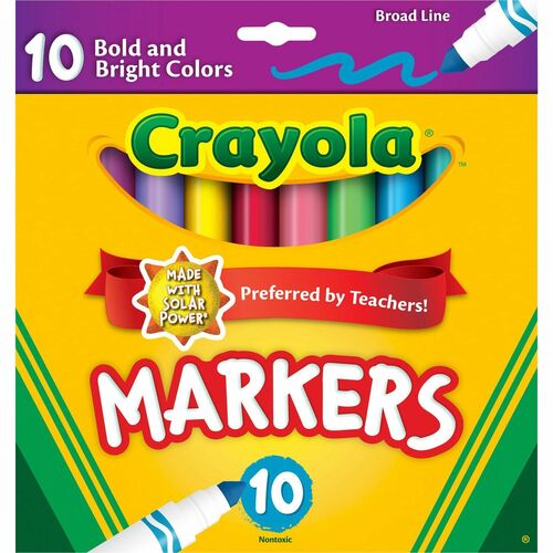 Crayola  Markers, Broad Line, Classic/Bright/Bold Colors, 10/PK, AST