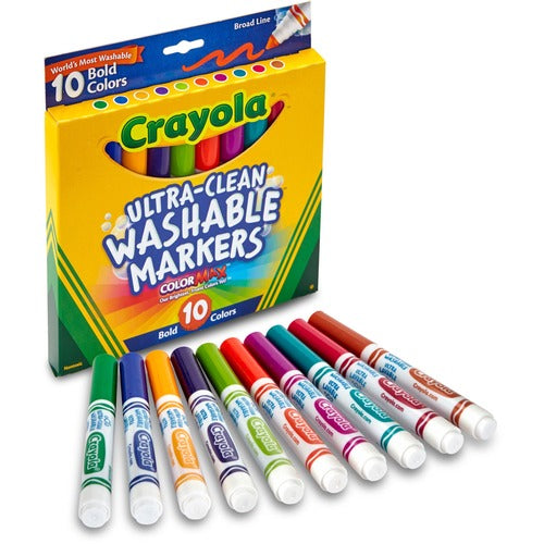 Crayola  Markers,Washable,Ultra-Clean,Bold,Broad Line,10/PK,AST