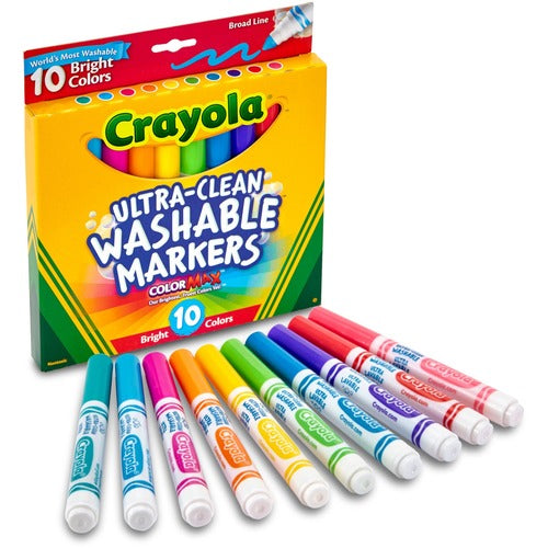 Crayola  Markers,Washable,Ultra-Clean,Bright,Broad Line,10/PK,AST