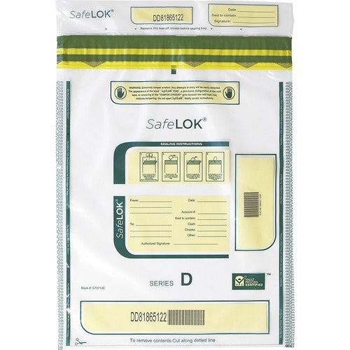 ControlTek  Bag,Deposit,Tamper-Evident,2000-Bill Cap,12"x16",100/PK,CL