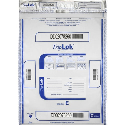 ControlTek  Bag,Deposit,Tamper-Evident,4000-Bill Cap,15"x20",50/PK,CL