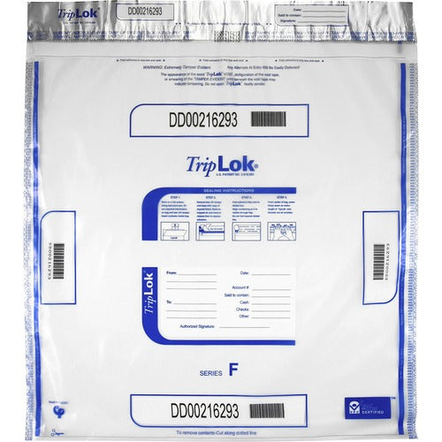 ControlTek  Bag,Deposit,Tamper-Evident,8000-Bill Cap,20"x20",50/PK,CL