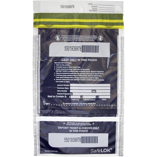ControlTek  Bag,Dual Deposit,Vertical,1000-Bill Cap,10"x15",100/PK,CL