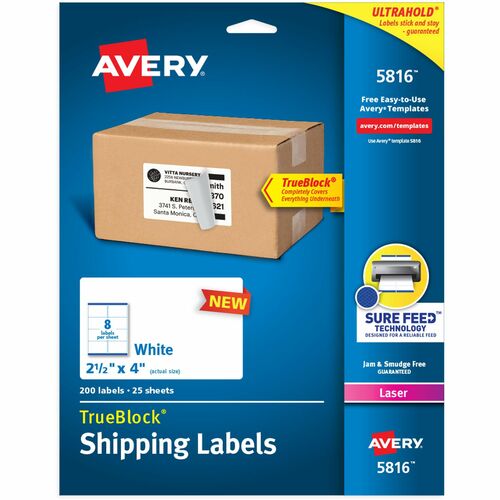 Avery  Labels,Laser,Shipping,Permanent,2-1/2"x4",200/PK,WE
