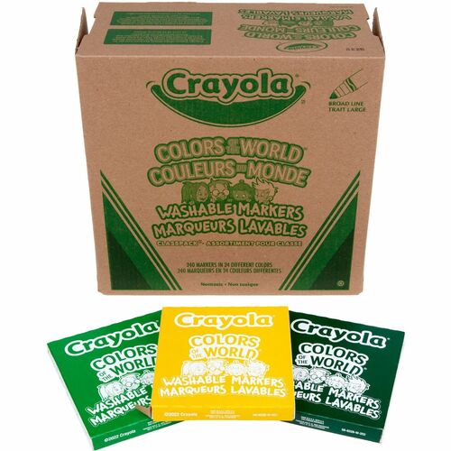 Crayola  Markers,Washable,Broad Line,24 Skin Tones,10 Sets,240/BX