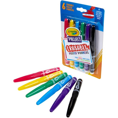 Crayola  Markers,Chisel Tip,Erasable,w/Eraser,f/Posters,6/PK,AST