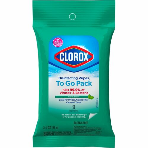 Clorox Company  To-Go Wipes, Clorox, Fresh Scent, 9 Wipes/PK, WE