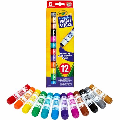 Crayola  Paint Sticks, Quick Dry, Washable, 12/PK, AST