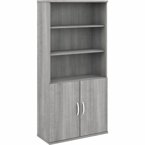 Bush Business Furniture  Bookcase,w/2 Doors,5 Shelves,35.71"x16.18"x72.8",Platinum GY