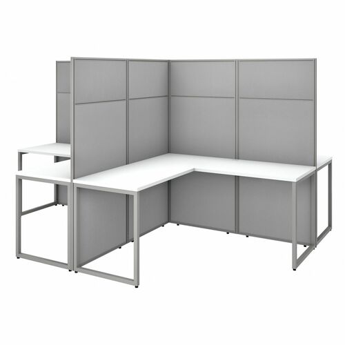 Bush Business Furniture  Workstation,4-Person,119.09"x119.09"x66.34",Pure White