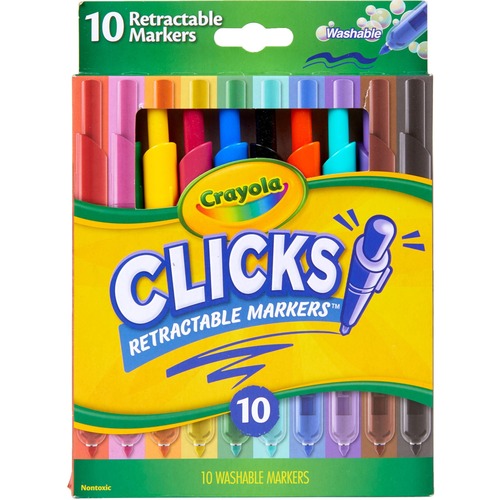 Crayola  Markers,Retractable,Washable,10 Classic Colors,10/PK,AST