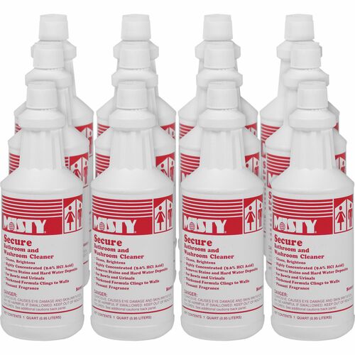 Amrep,Inc.  Secure Bathroom/Washroom Clnr, 1Qt, 12/CT, Clear