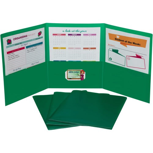 C-Line  Portfolio,3-Pocket,w/Card Holder,Poly,Letter,24/BX,Green