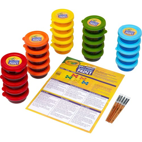 Crayola  Paint Kit, Semi-Solid Paints, 5 Brushes, 25/PK, Multi