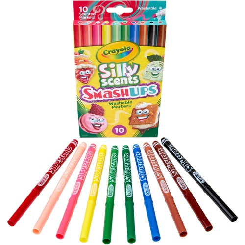 Crayola  Markers,Silly Scents Smash Ups,Fine,Washable,10/PK,AST