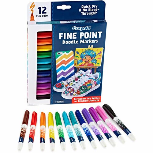 Crayola  Marker,Doodle,Fine,Aged Up,12 Colors,12/PK,AST