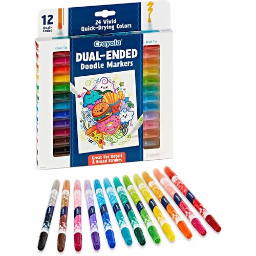 Crayola  Markers,Dual-Ended,Chisel,24 Colors,12/PK,AST