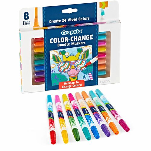 Crayola  Markers,Dual-Ended,Color-Changing,24 Colors,Chisel,8/PK,AST