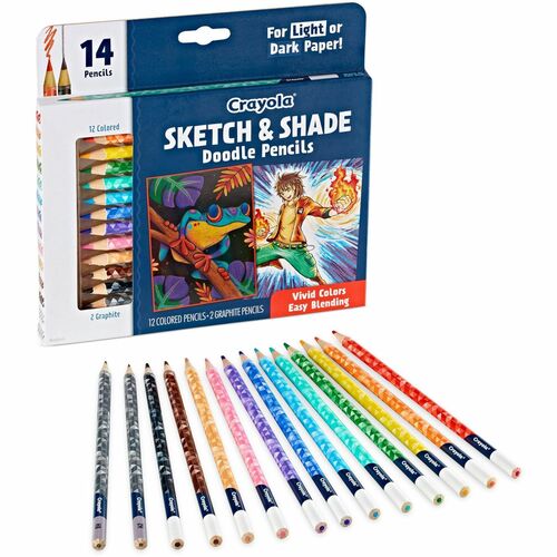 Crayola  Pencils,Sketch/Shade,12 Colors/2 Graphite-2H/HB,14/PK,AST