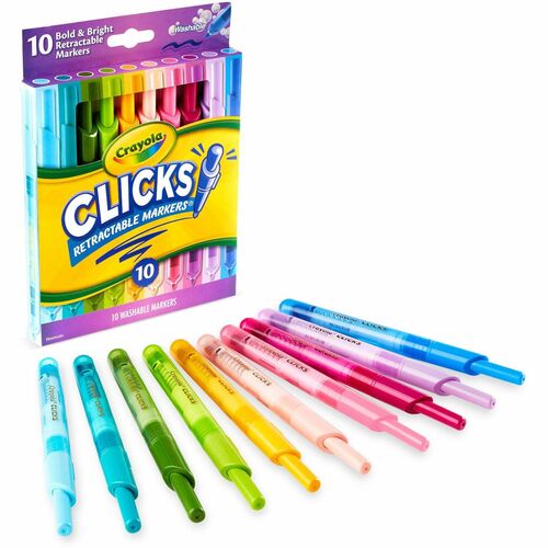 Crayola  Markers,Retractable,Washable,10 Bright Colors,10/PK,AST