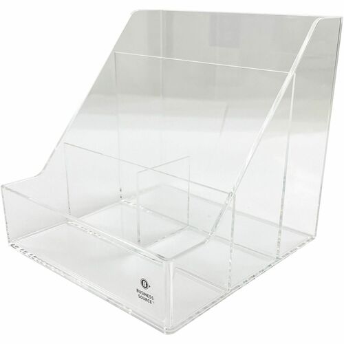 Business Source  Desktop Organizer,4Comprtmnt,Acrylic,5-3/5"x5-3/5"x5-1/2",CL