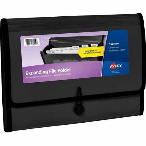 Avery  File Organizer,7-Pocket,Accordion,Poly,Letter-A4-Size,BK