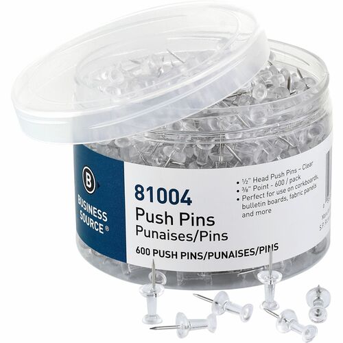 Business Source  Pushpins,3/8" Point,600/PK,CL